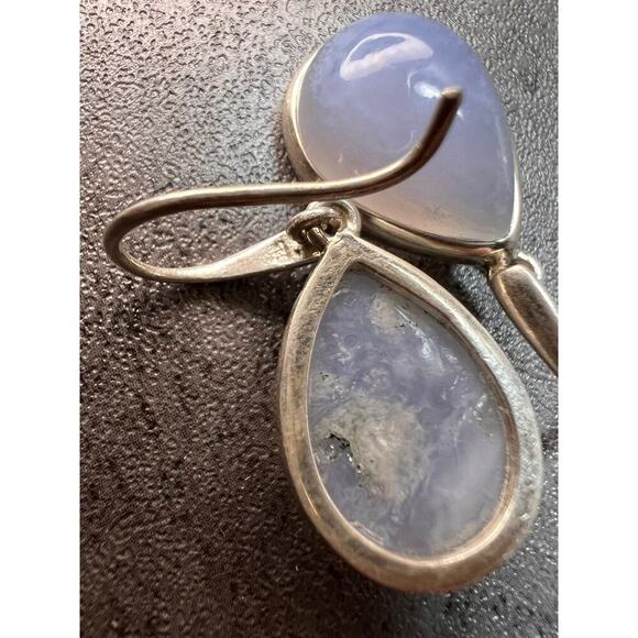 NEW Blue chalcedony sterling silver drop earrings 7.82 grams - Picture 5 of 9